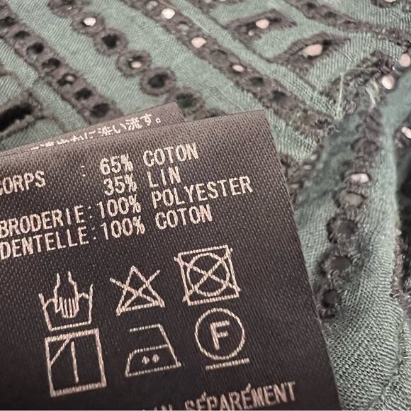 Ne Quittez pas embroidered eyelet peasant top Sz S - Picture 4 of 7